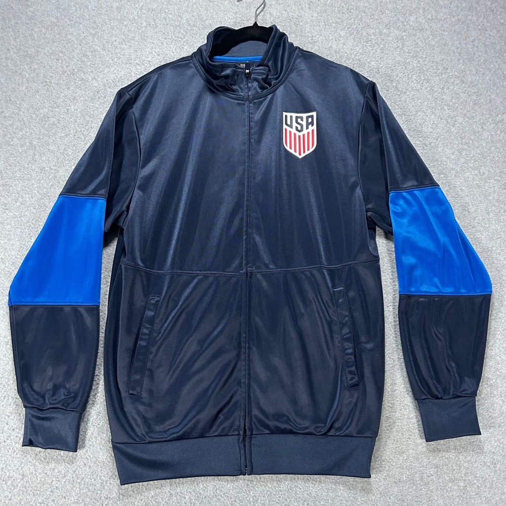 US Soccer Track Jacket Mens S Navy Blue Sportswear Athleisure